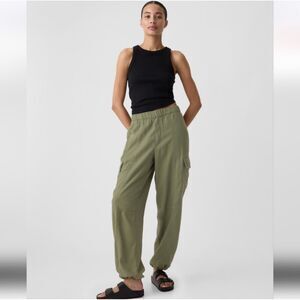 Gap Walden Green Linen Parachute Pants Women’s Medium Pull On Cargo